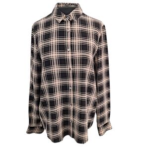 The Kooples - Black Silk Plaid Button Up - Size XS